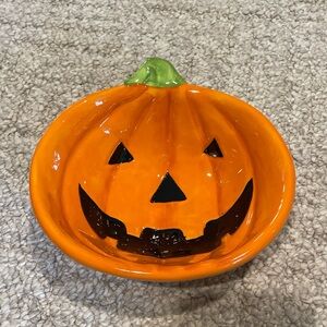 Happy Halloween small pumpkin bowl orange black green new
